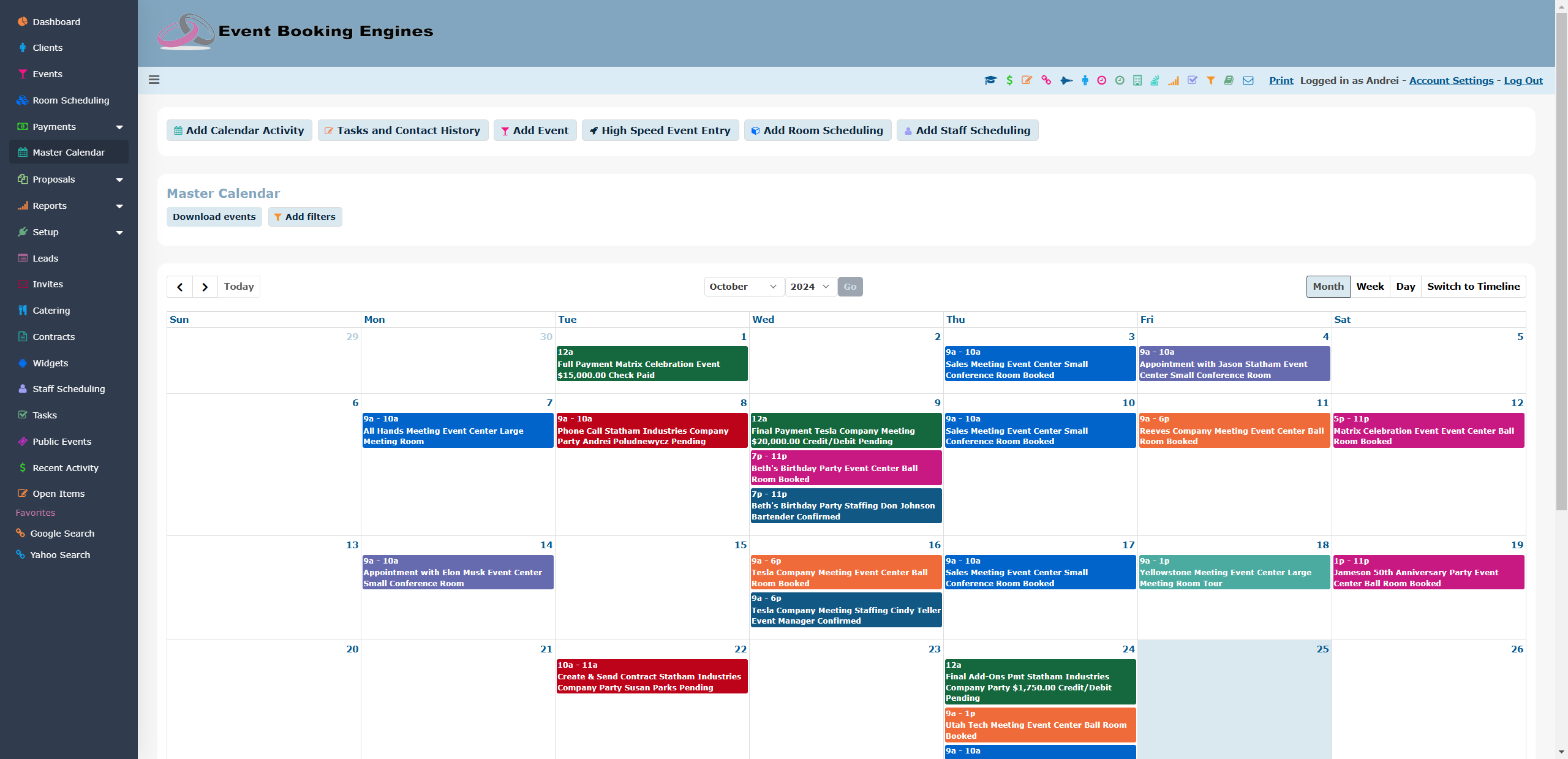 screenshot of Event Booking Engines